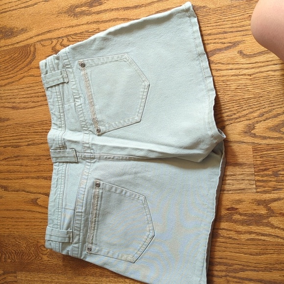 Vtg Faded Glory Stretch Khaki Denim Shorts Size 8 Light Green Khaki Vint… - Picture 8 of 9